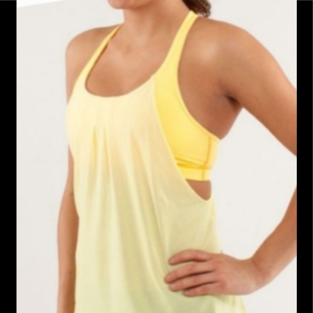 LULULEMON ATHLETICA PRACTICE FREELY TANK IN YELLOW/ LIGHT ORANGE